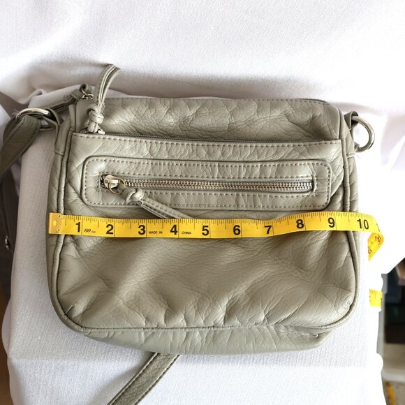 Faux Leather, Grey, Crossbody Bag, 9" x 8" - Picture 9 of 13